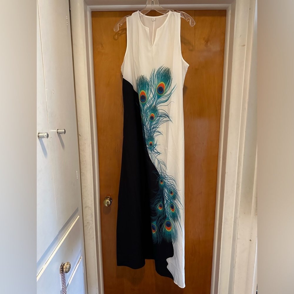 Long Maxi Peacock Dress